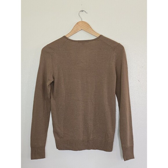 Uniqlo Wool V Neck Sweater Womens Size Small Brown Pullover Lightweight - Picture 3 of 11